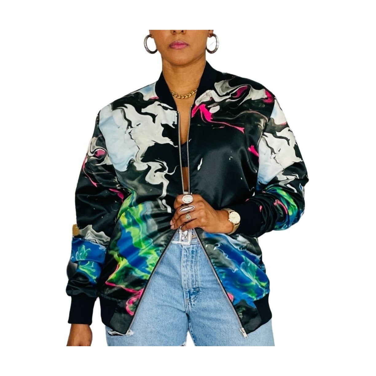 That Drip Satin Bomber - L