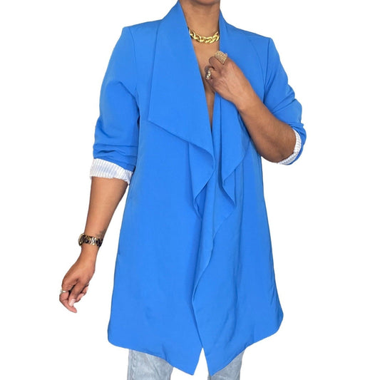 Blue Open Drape Blazer - 2X