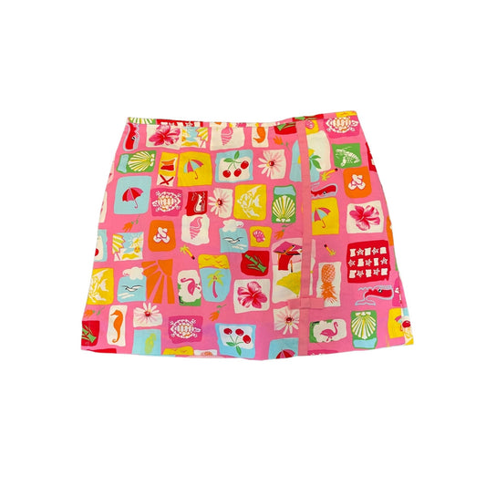 Pink Print Bow Mini Skirt - 10