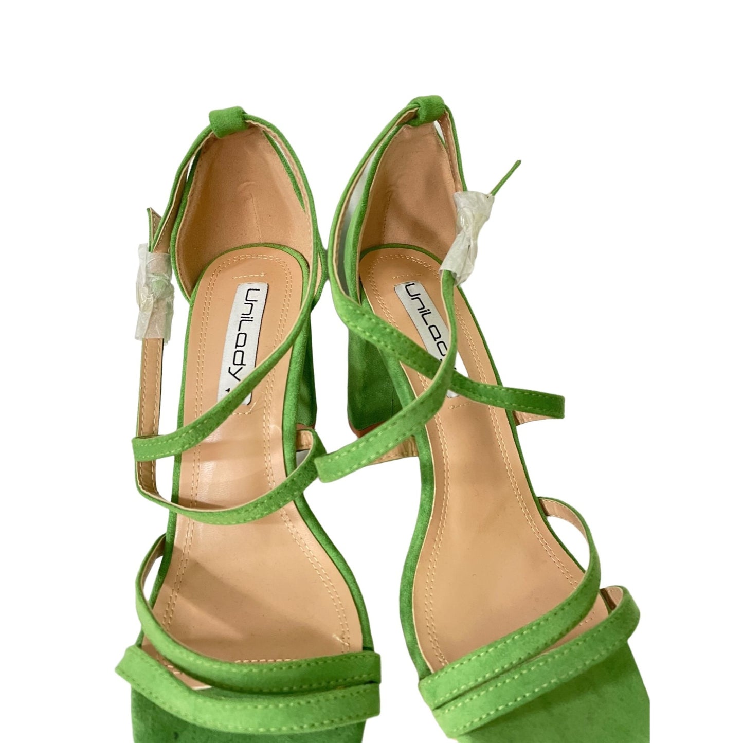 New Lime Green Strappy Chunky Heels - 10