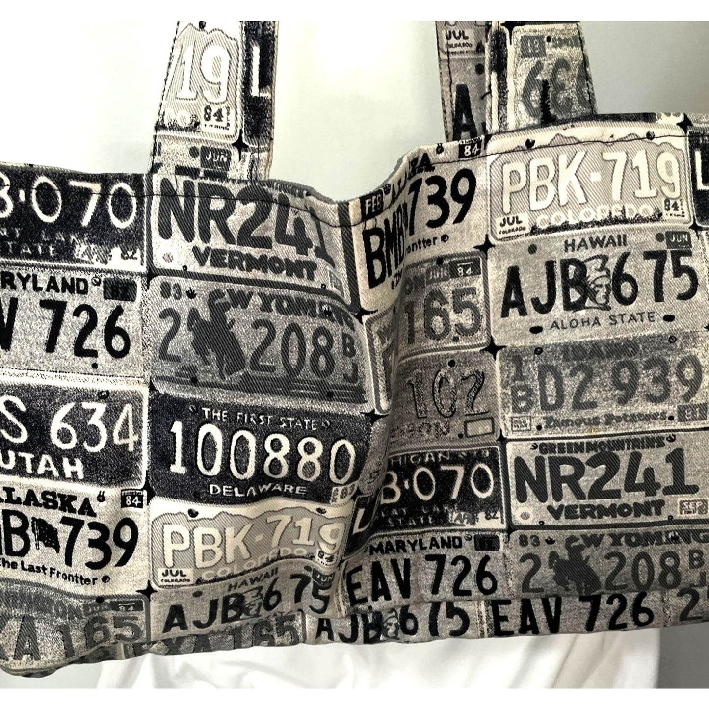 License Plate Patterned Tote