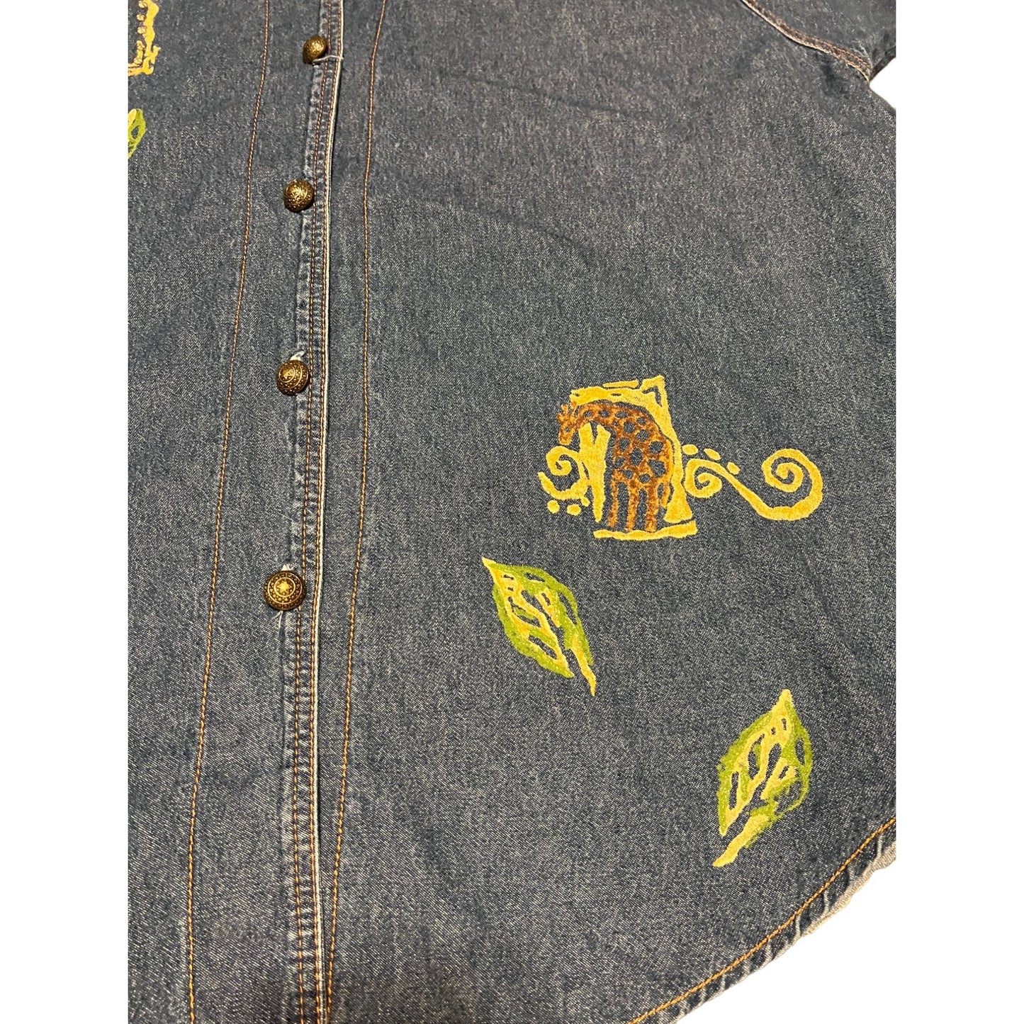 Vintage Baseball Jersey Style Denim Shirt Dress - XL