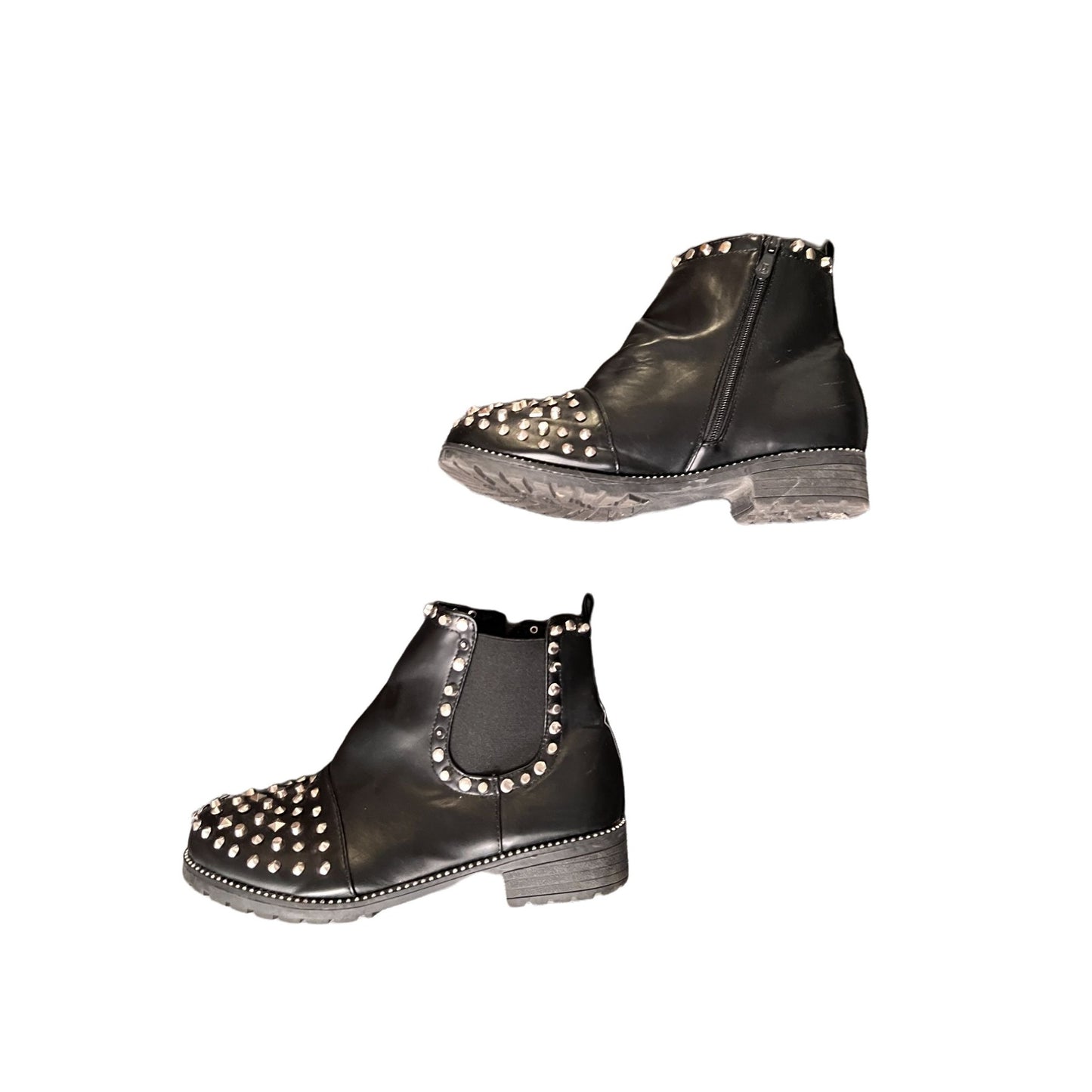 Black Studded Ankle Boots - 9