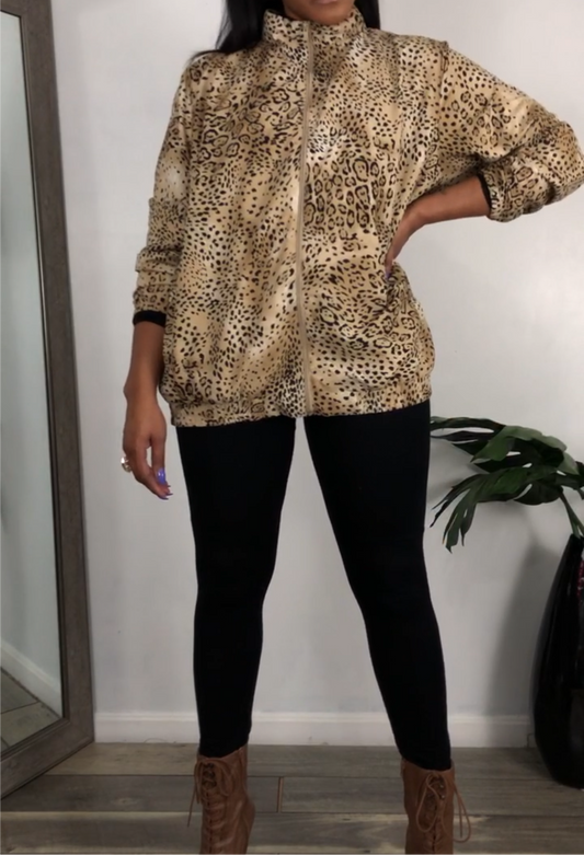 Vintage Cheetah Print Bomber - 1X