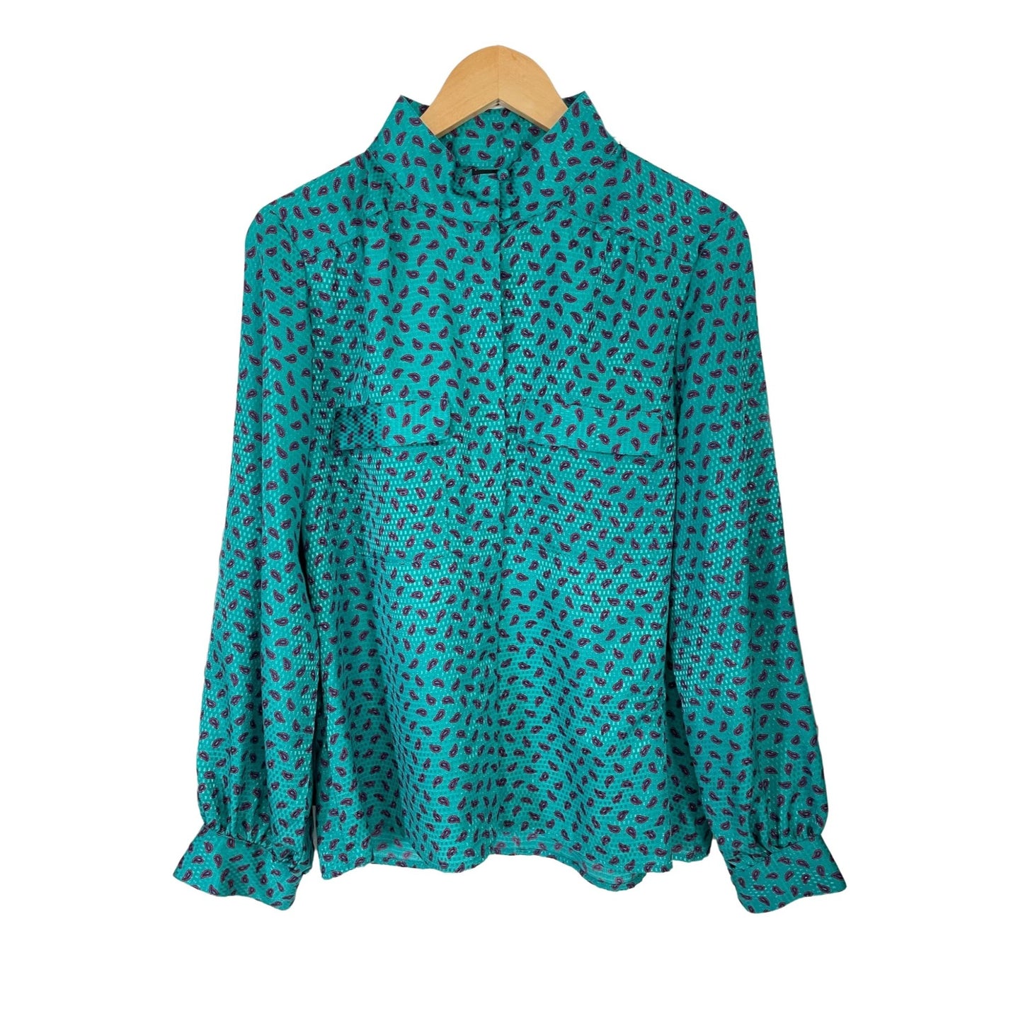 Vintage Paisley Teal Button Top -