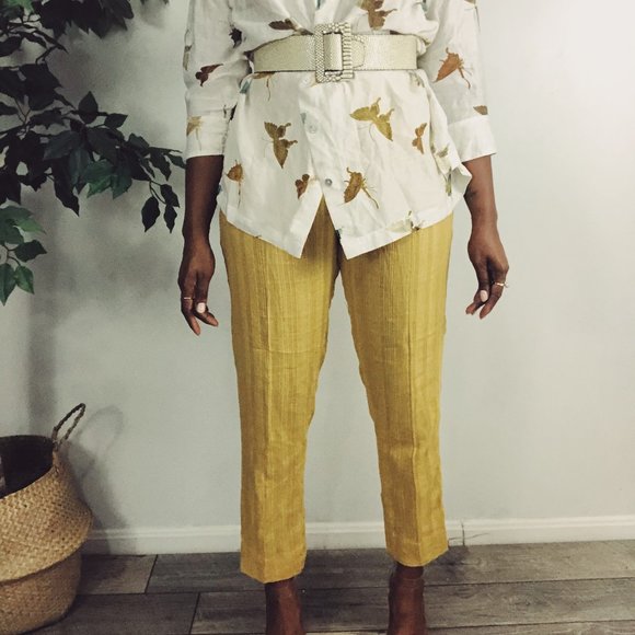 New Generation Yellow Linen Blend Ankle Pants 8