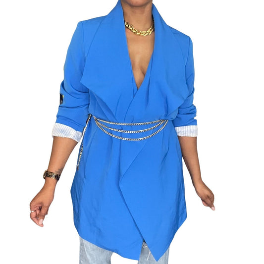 Blue Open Drape Blazer - 2X