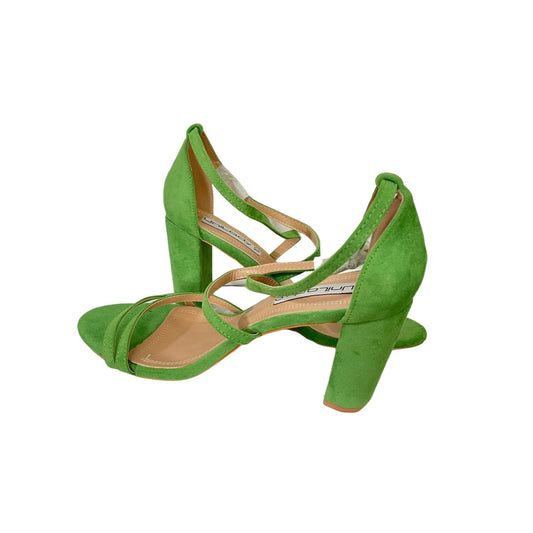 New Lime Green Strappy Chunky Heels - 10