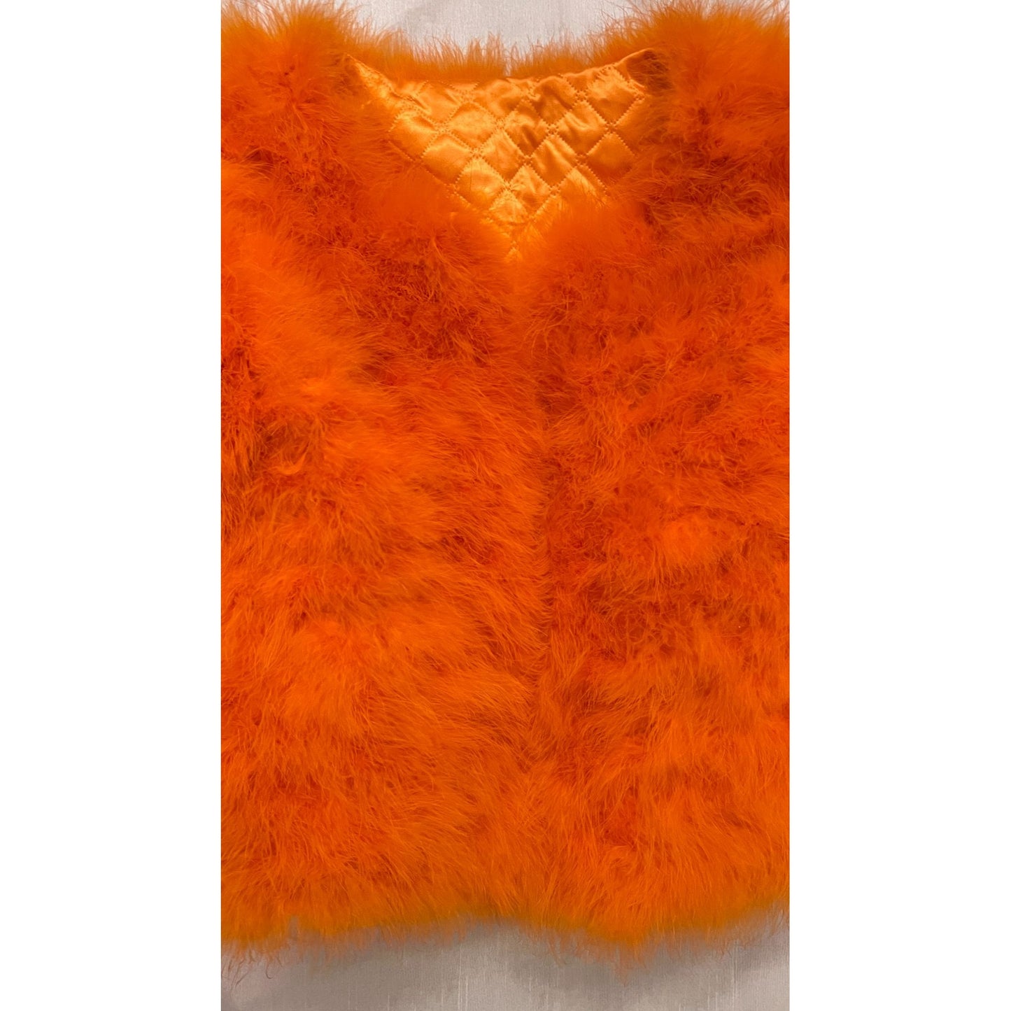 Orange Ostrich Feather Jacket - L