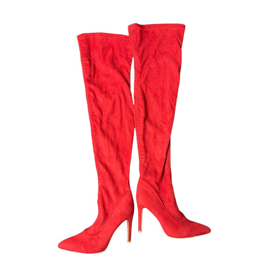 Red Thigh Boots - 9.5