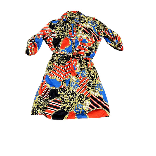 Tahari Satin Print Mid Sleeves Dress - 10