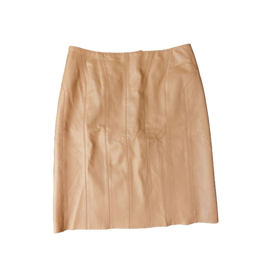 Etcetera tan pleated hem leather skirt - 6