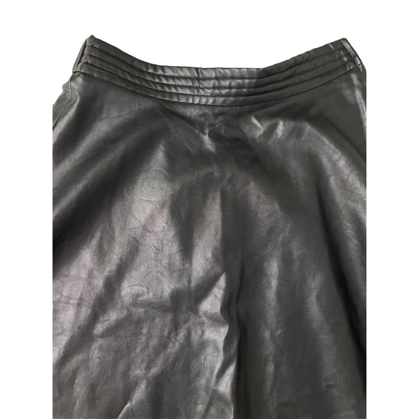 Black Faux Leather Skater Skirt - S/M