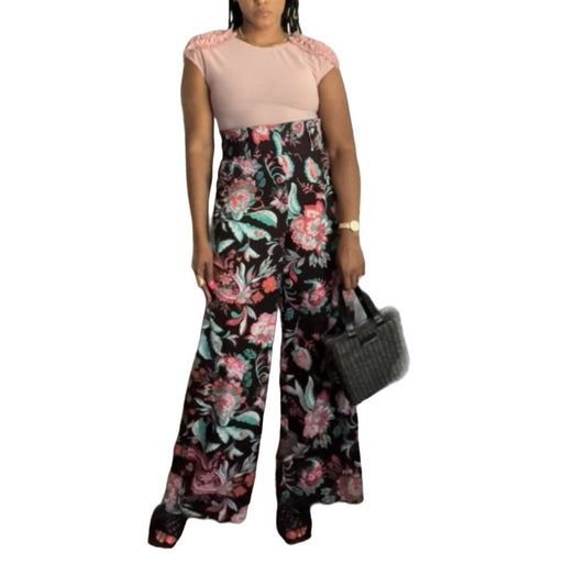 Floral Palazzo Pants - L