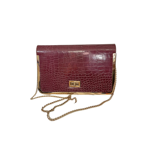 Burgundy Snakeskin Crossbody Chain Strap