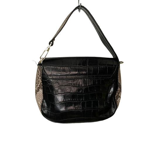 Black Leather Croc Snakeskin Trim Bag