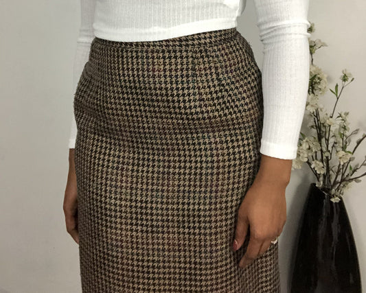 Vintage Wool Houndstooth Skirt - 8