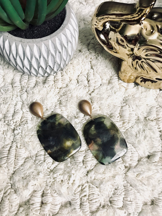 Army Green Drop Earrings