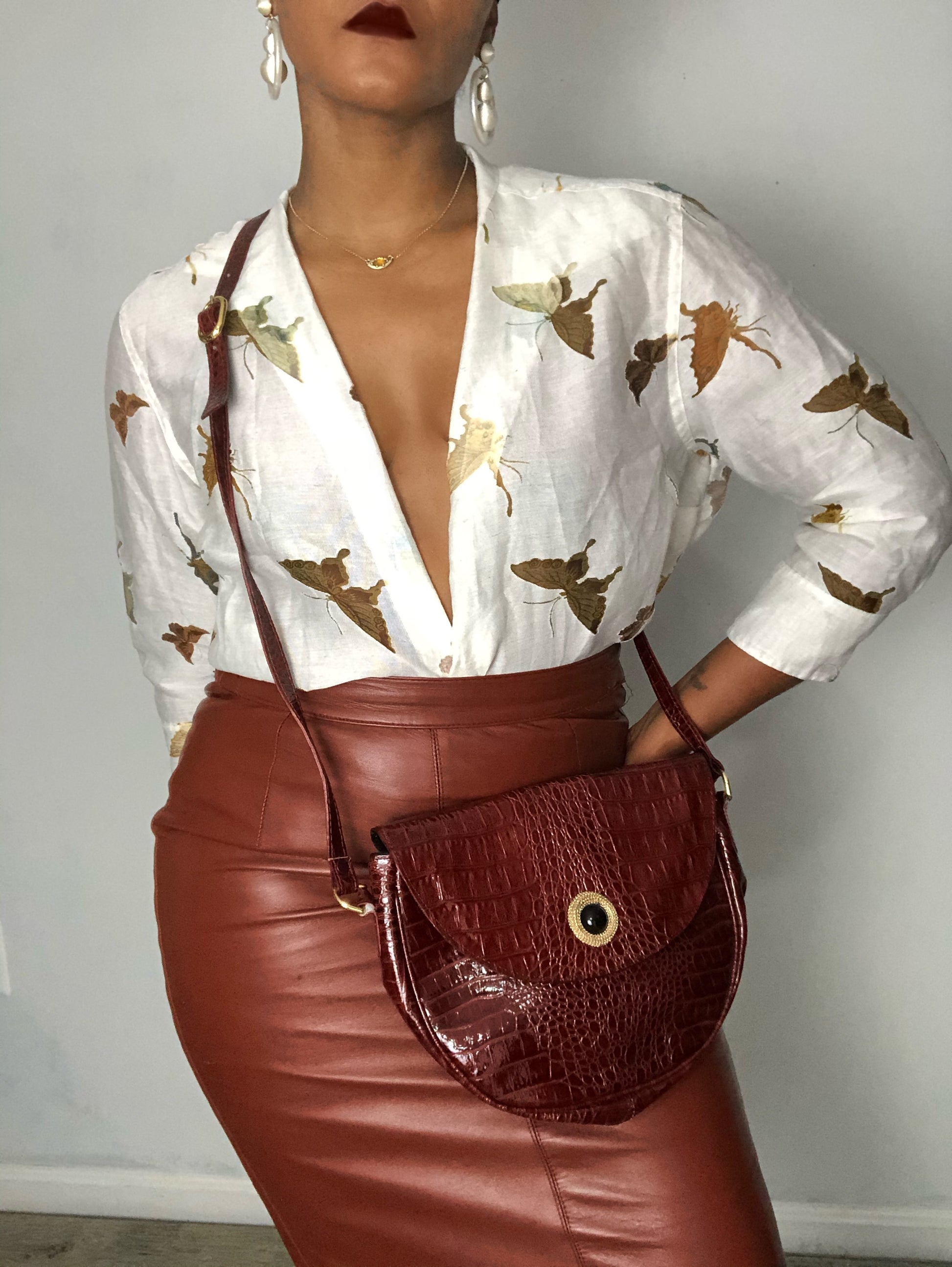 Leather skirt vintage style shop