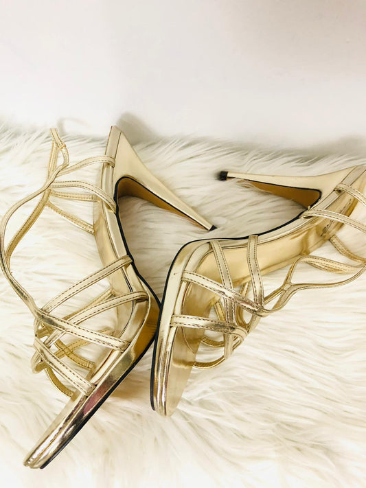 Camille Gold Strappy Heels 10