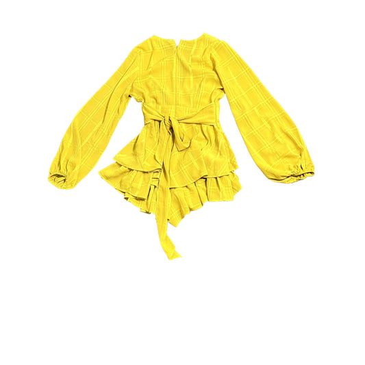 Yellow Shorts Long Sleeve Romper - S