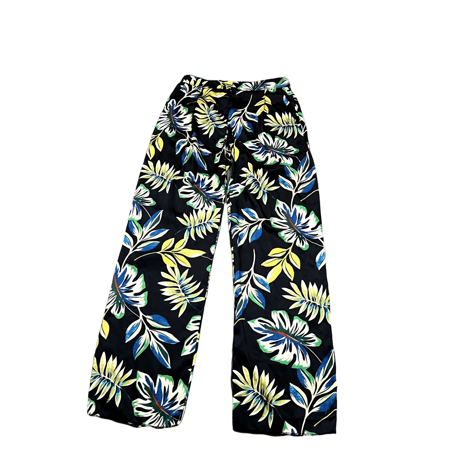 Black Pants - Multi Floral Pants - Pants With Relaxed Legs