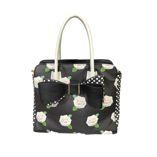 Betsy Johnson Black Floral and Polka Dot Handbag