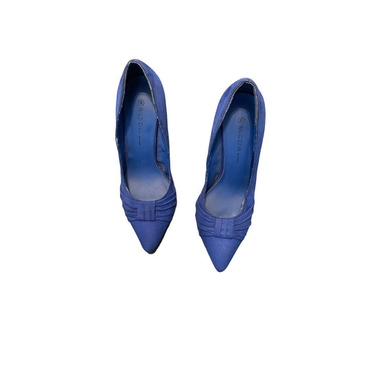 Blue Suede 4 inch Heels - 8