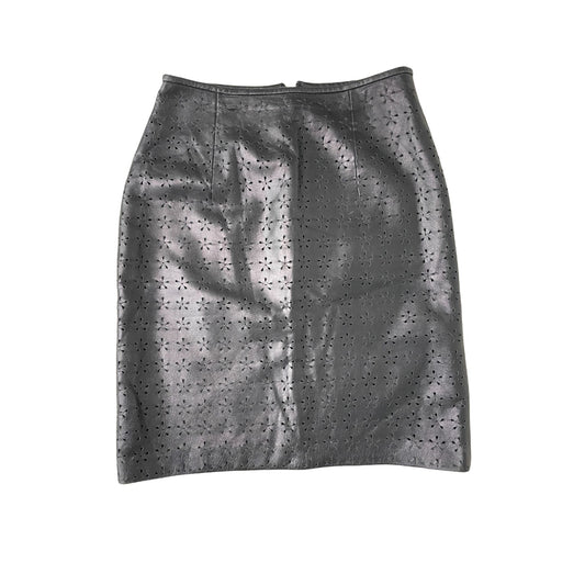 Skova Black Cutout Leather Pencil Skirt - 8
