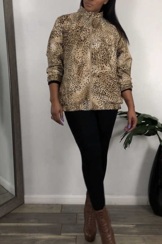 Vintage Cheetah Print Bomber - 1X